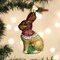 Old World Christmas 4.25 In Chocolate Easter Bunny Tree Ornament , Ornament Foiled Sitting Pink Bow